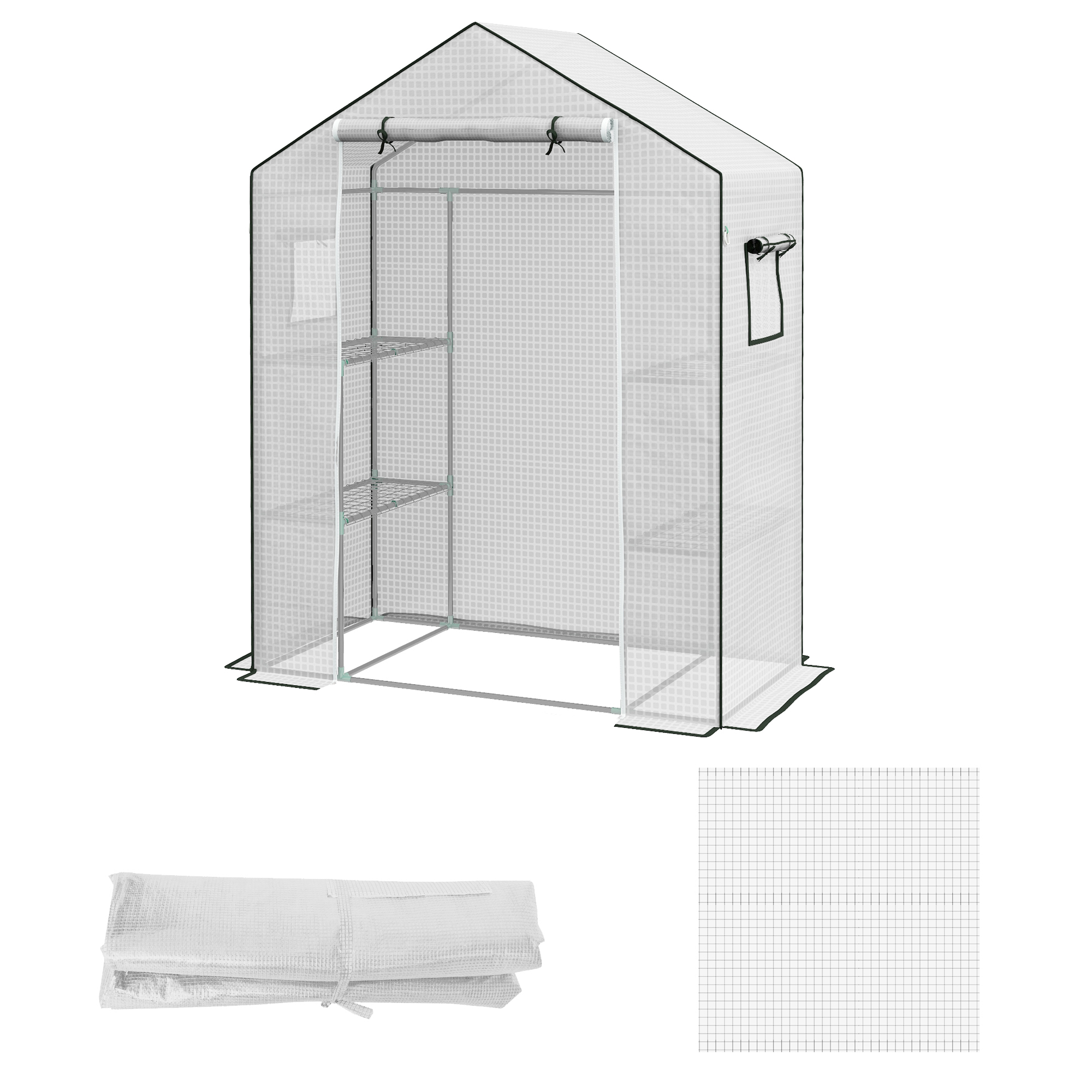 OUTSUNNY Náhradní folie pro foliovník 140 x 190 x 73 cm bílá
