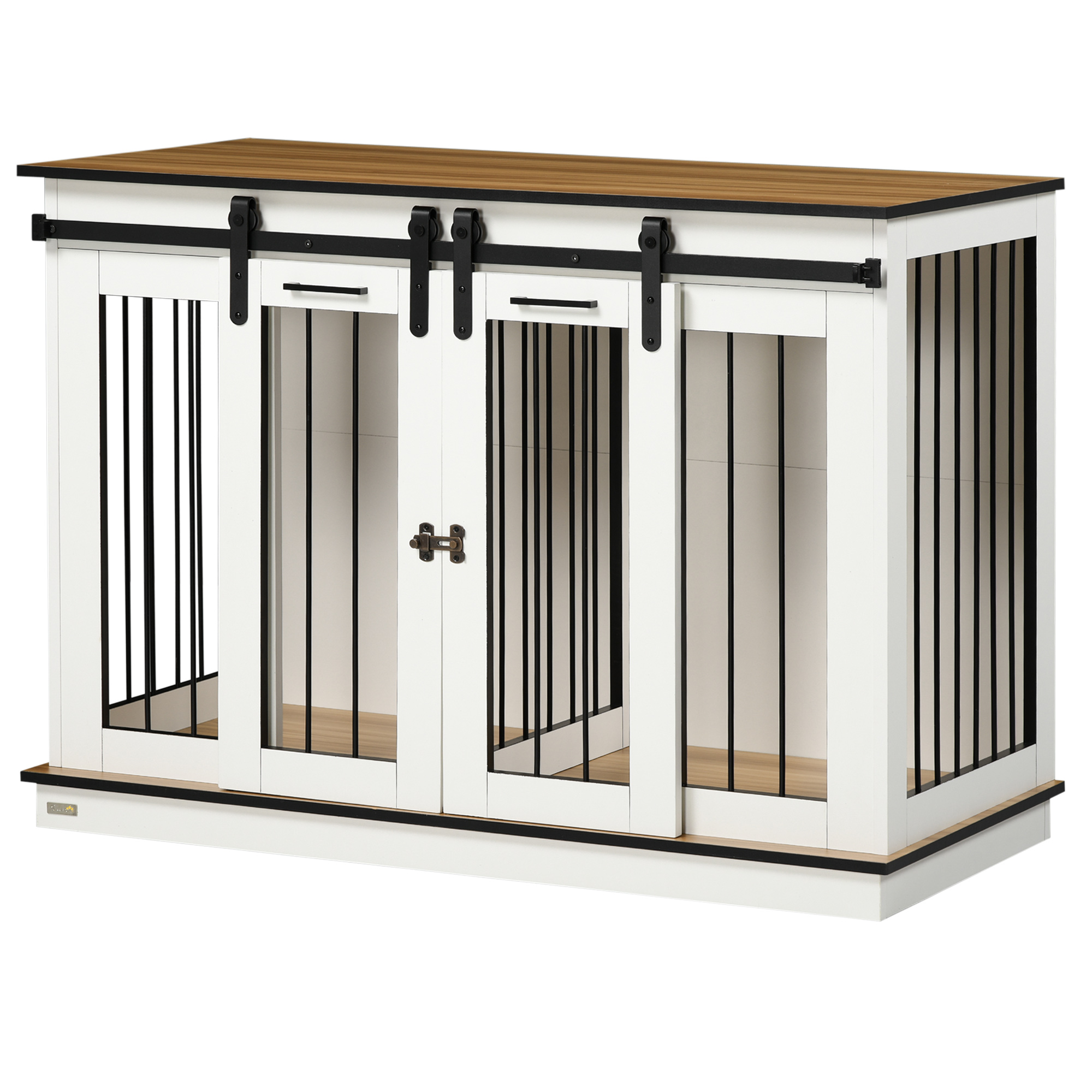 PAWHUT Klec pro psa 2 v 1 se dvěma dvířky 120 x 89 x 60 cm bílá