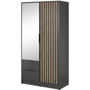 Piaski Šatní skříň Nelly 105 cm se zrcadlem grafit/dub artisan