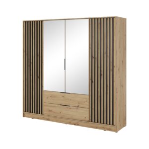 Piaski Šatní skříň Nelly 206 cm se zrcadlem dub artisan/černá