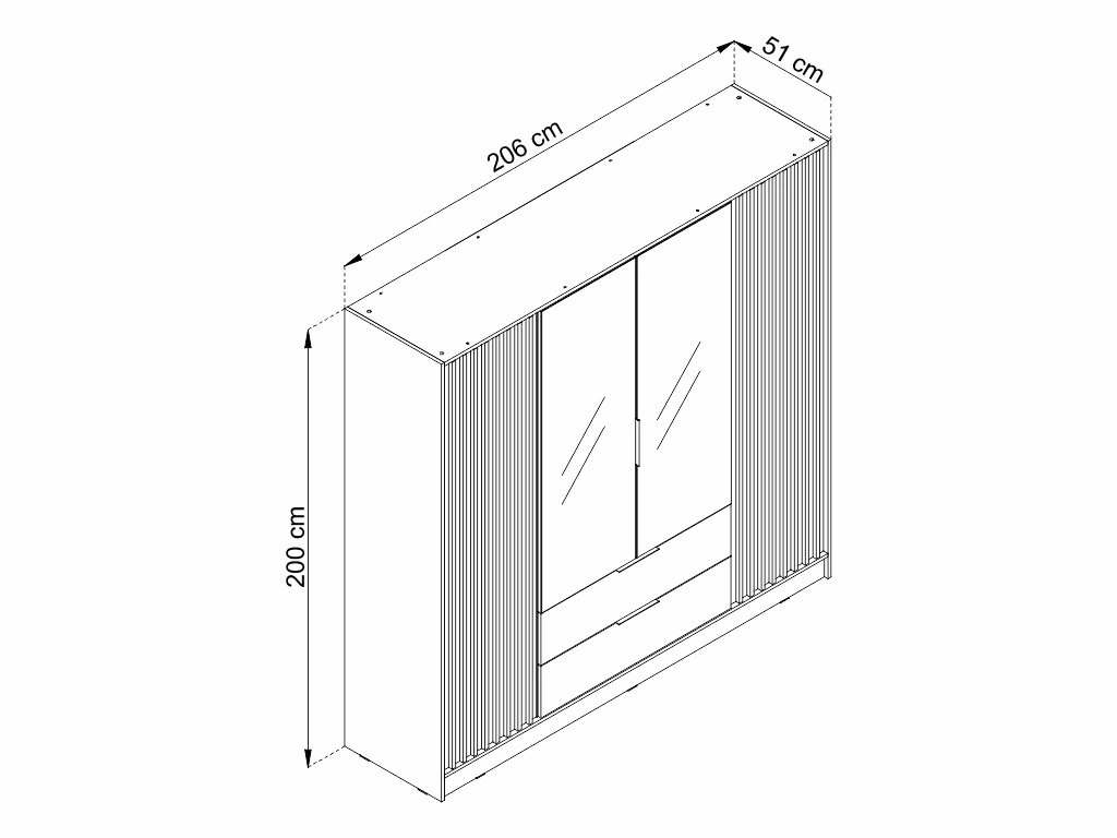 Piaski Šatní skříň Nelly 206 cm šedá/dub artisan - Obrázek 2