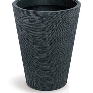 Prosperplast Plastový květináč TUBRAN ROUND MIDL 48 cm černý granit