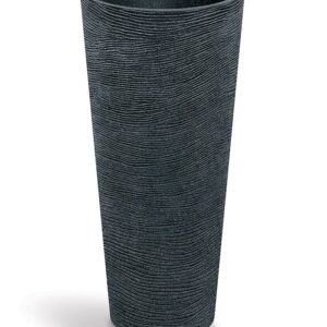 Prosperplast Plastový květináč TUBRAN ROUND SLIM I černý granit