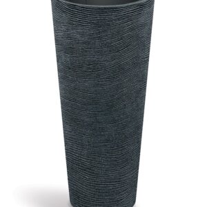 Prosperplast Plastový květináč TUBRAN ROUND SLIM černý granit