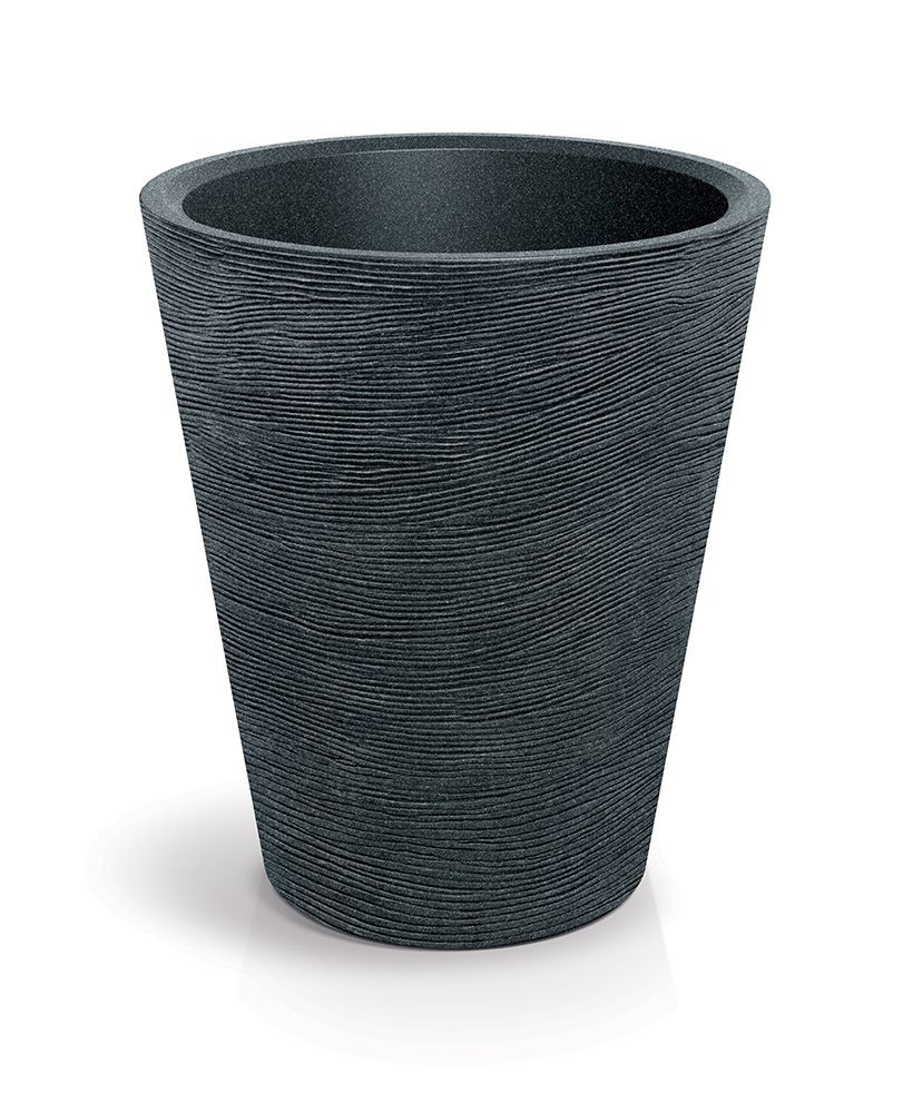 Prosperplast Plastový květináč TUBRAN ROUND černý granit