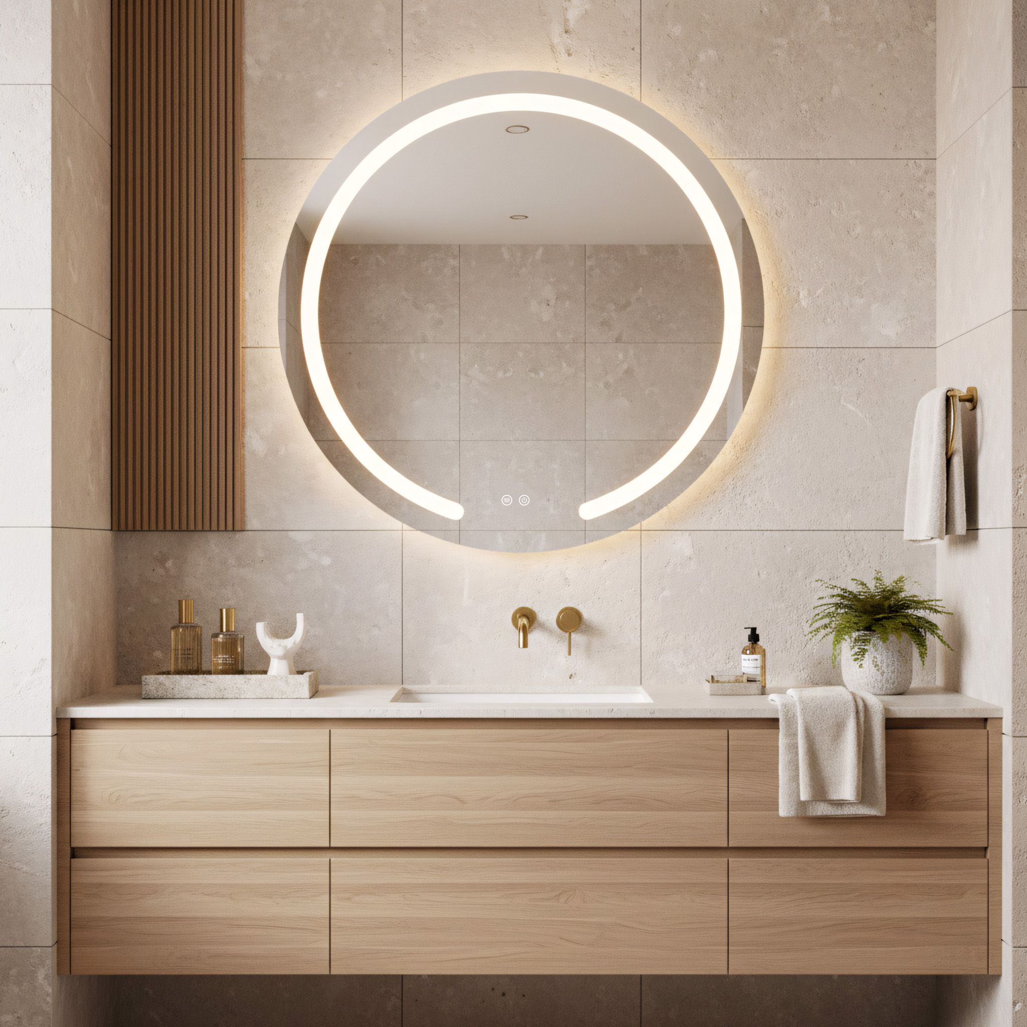 Rea Zrcadlo Modern ⌀100 cm s vyhříváním a regulovatelným LED osvětlením HOM-00908 - Obrázek 2