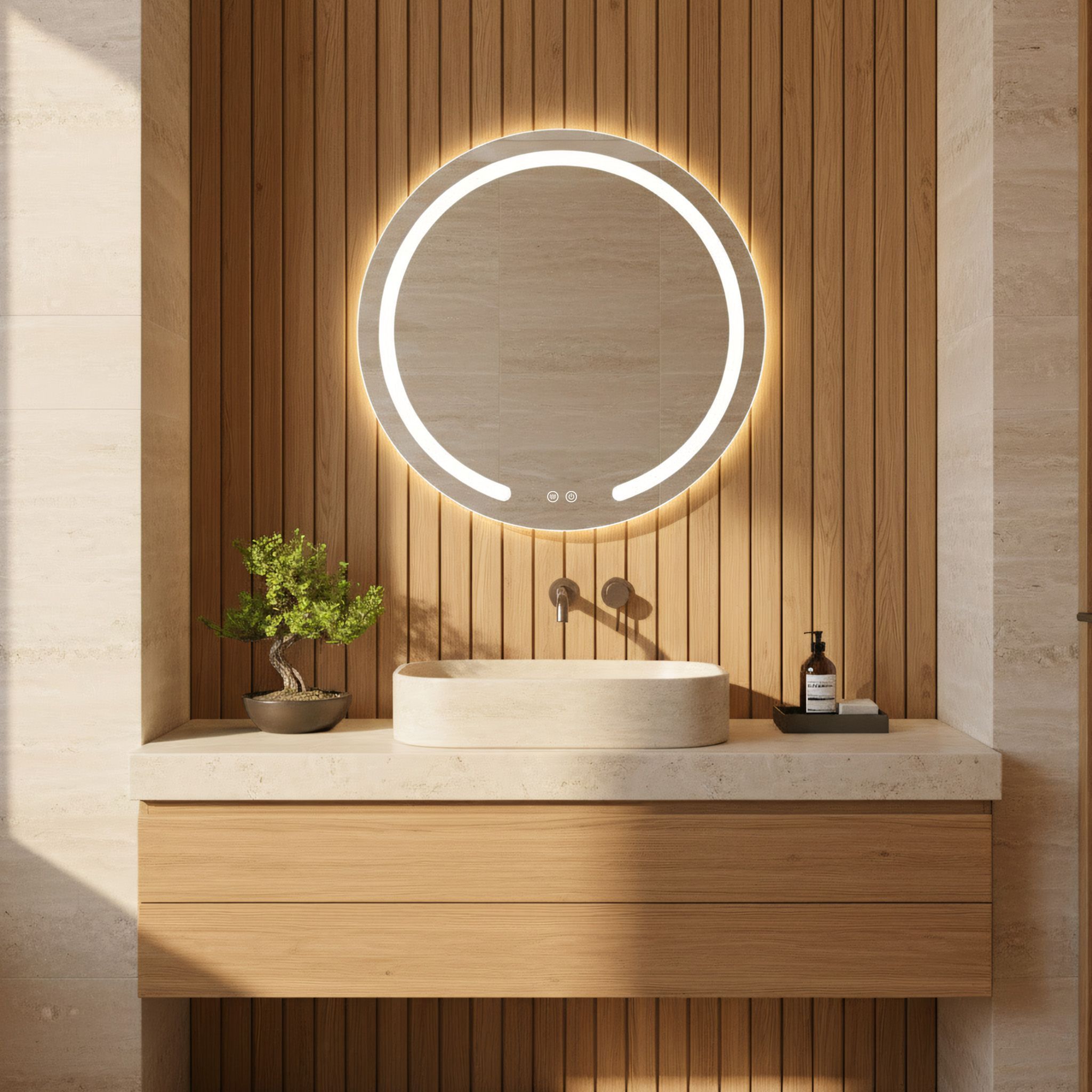 Rea Zrcadlo Modern ⌀50 cm s vyhříváním a regulovatelným LED osvětlením HOM-00903 - Obrázek 2
