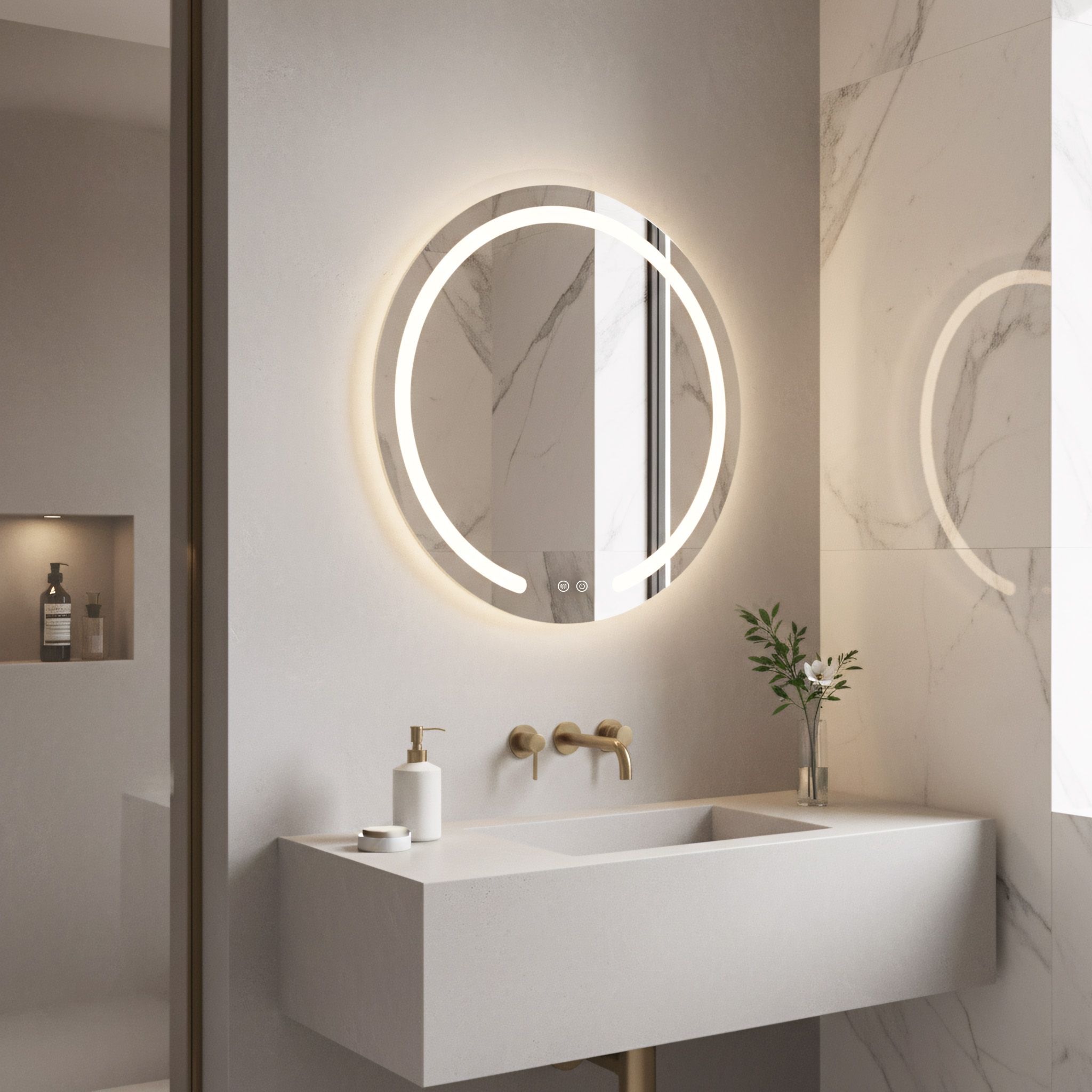 Rea Zrcadlo Modern ⌀60 cm s vyhříváním a regulovatelným LED osvětlením HOM-00904 - Obrázek 2