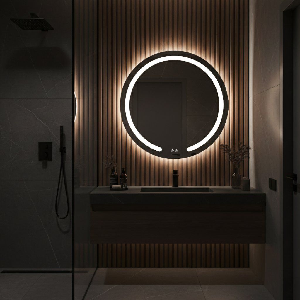 Rea Zrcadlo Modern ⌀80 cm s vyhříváním a regulovatelným LED osvětlením HOM-00906 - Obrázek 2