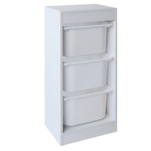Regál s úložnými boxy