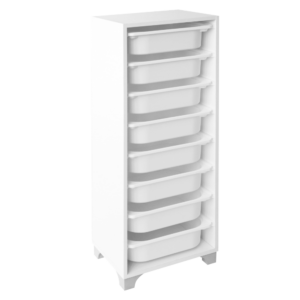 Regál s úložnými boxy