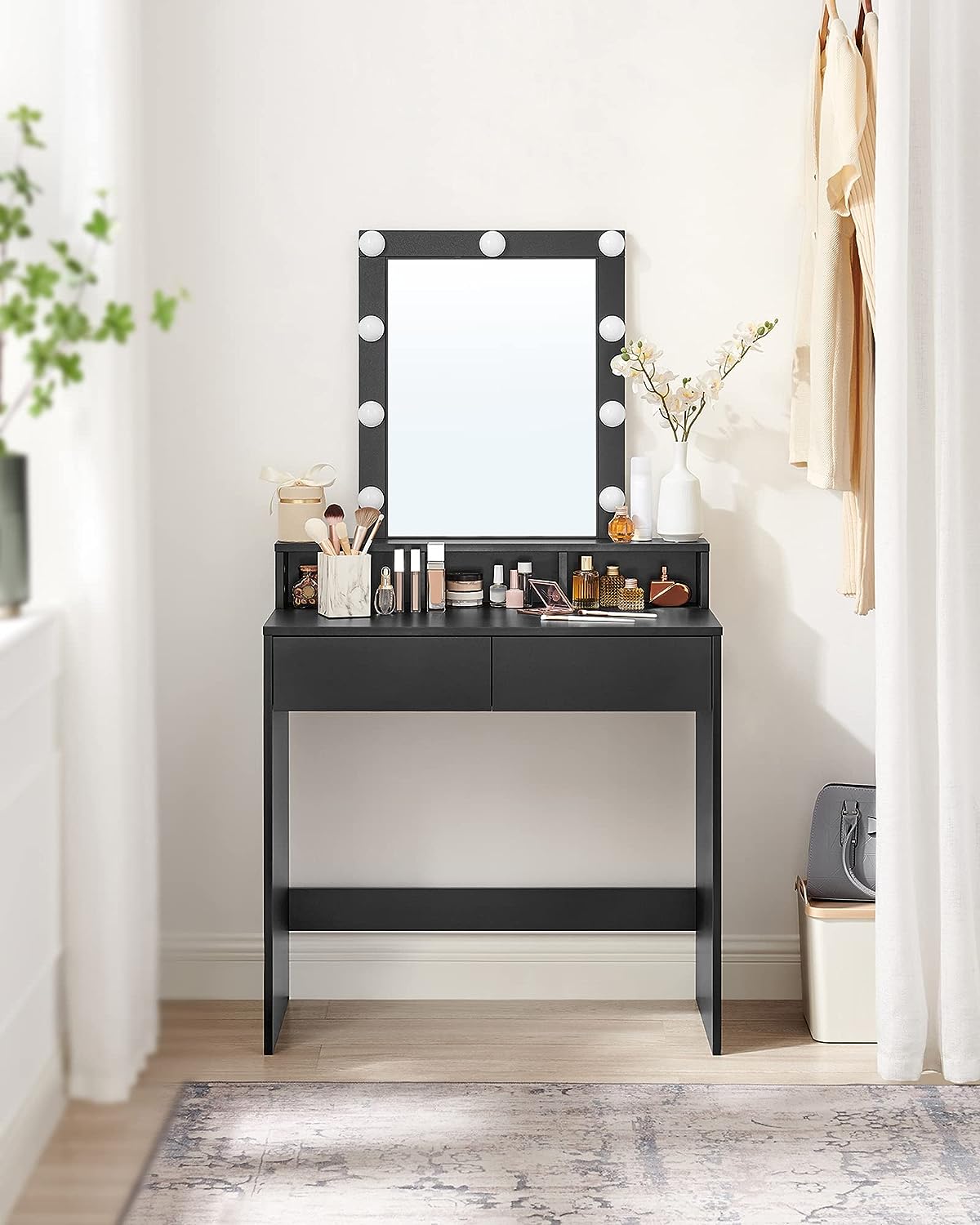 SONGMICS Kosmetický toaletní stolek Velisa 145 cm černý - Obrázek 2