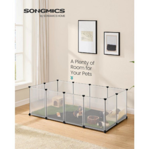 SONGMICS Ohrádka plastová s podlahou pro drobná zvířata 143 x 73 x 46 cm bílá