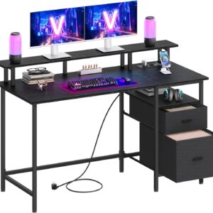 SONGMICS Psací stůl s nabíjecí stanicí Vasagle Unos 140 cm černý
