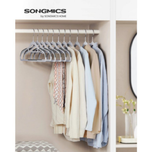 SONGMICS Ramínka na kabáty 50 ks protiskluzová 42 cm šedá