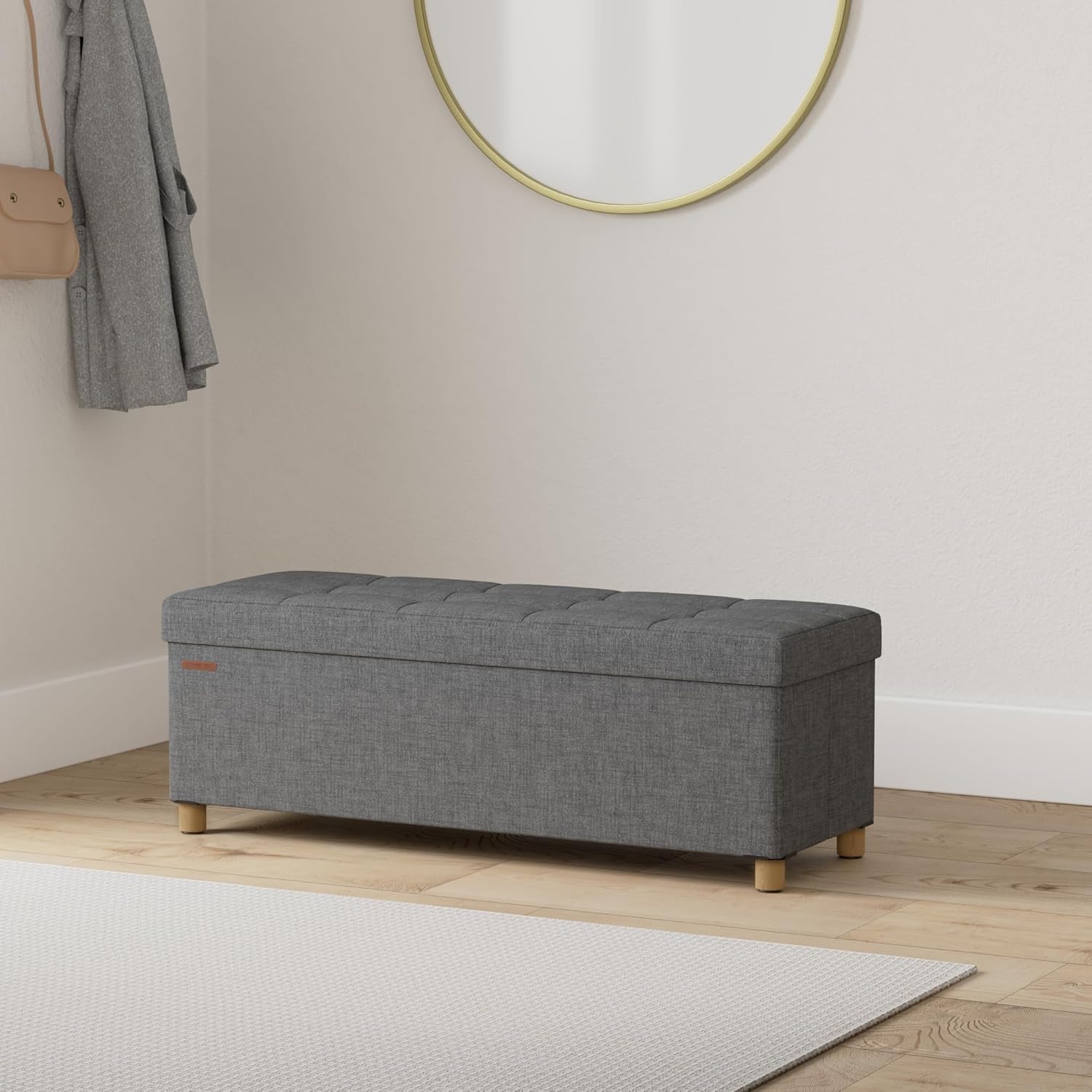 SONGMICS Taburet s úložným prostorem 110 x 40 x 38 cm šedá - Obrázek 2