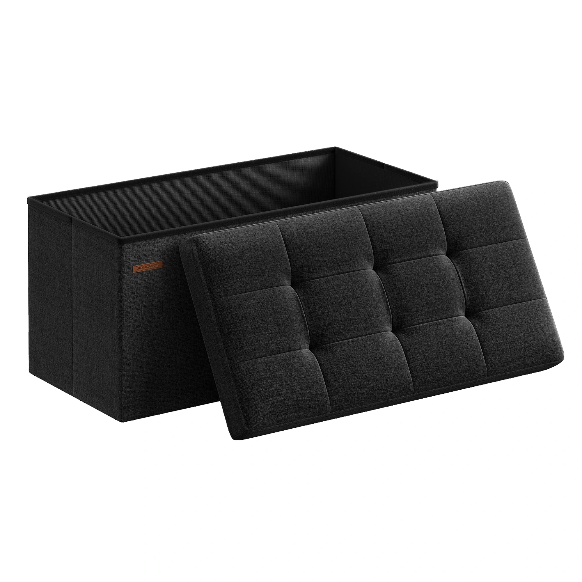 SONGMICS Taburet s úložným prostorem nosnost 300 kg 89 l 76 x 38 x 38 cm černá - Obrázek 2