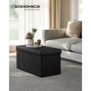SONGMICS Taburet s úložným prostorem nosnost 300 kg 89 l 76 x 38 x 38 cm černá