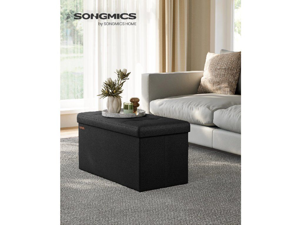 SONGMICS Taburet s úložným prostorem nosnost 300 kg 89 l 76 x 38 x 38 cm černá