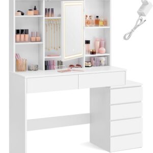 SONGMICS Toaletní stolek Vasagle Ginny 117 cm s LED osvětlením bílý