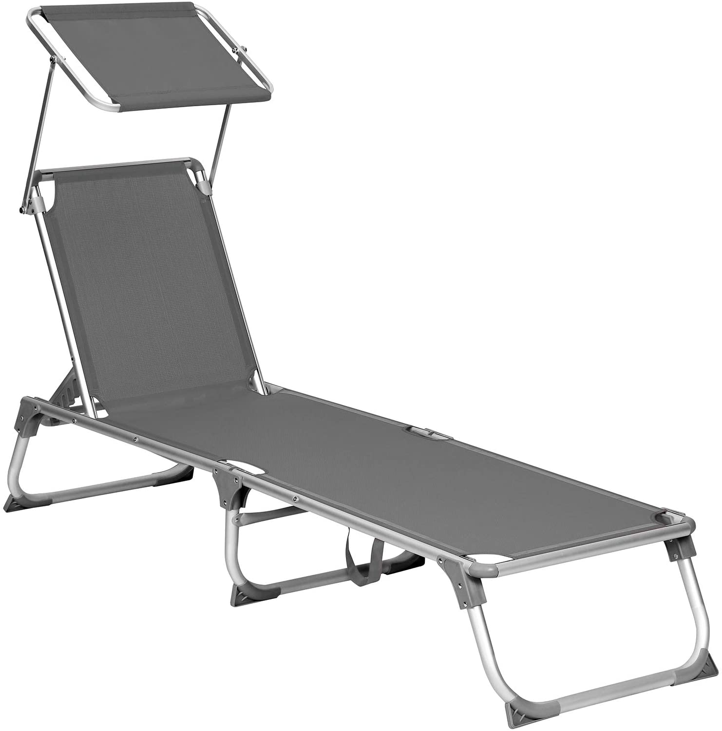 SONGMICS Zahradní polohovatelné lehátko hliník 55 x 193 cm šedé - Obrázek 2
