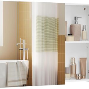 SONGMICS Závěsná zrcadlová skříňka Vasagle Batylda 90 cm bílá
