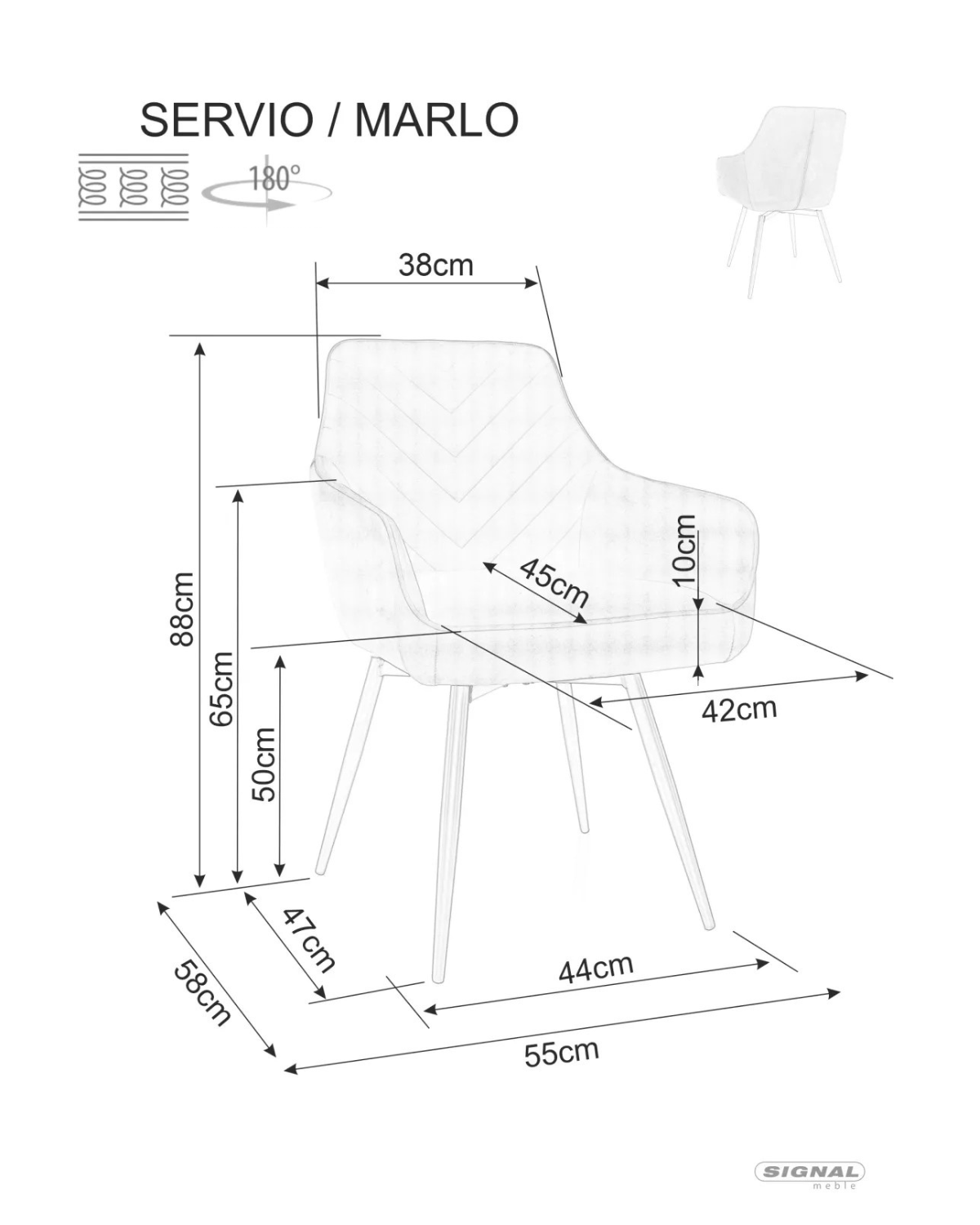 Signal Jídelní křeslo Marlo Velvet tmavě béžové/černé - Obrázek 2