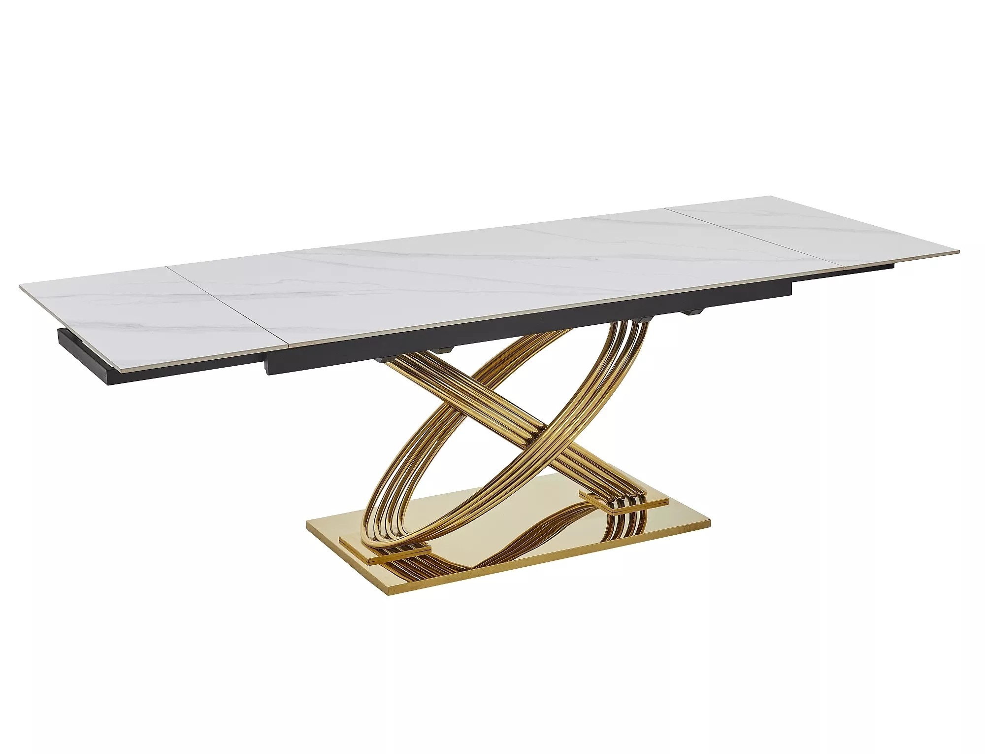Signal Jídelní rozkládací stůl Hermes 160/240 cm bílý mramor/zlatý