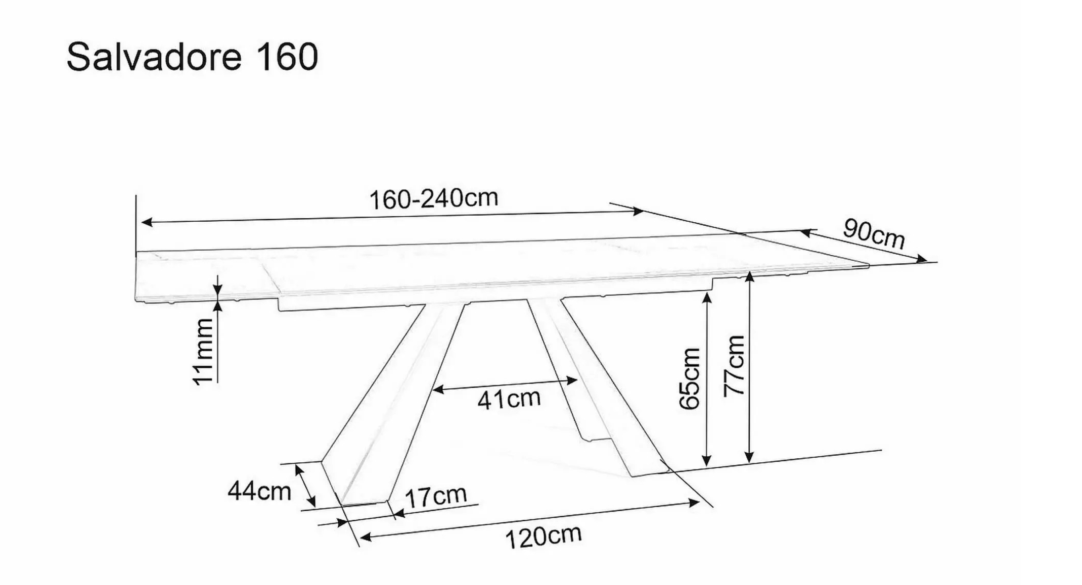 Signal Jídelní rozkládací stůl Salvadore 160/240 cm antracitový - Obrázek 2