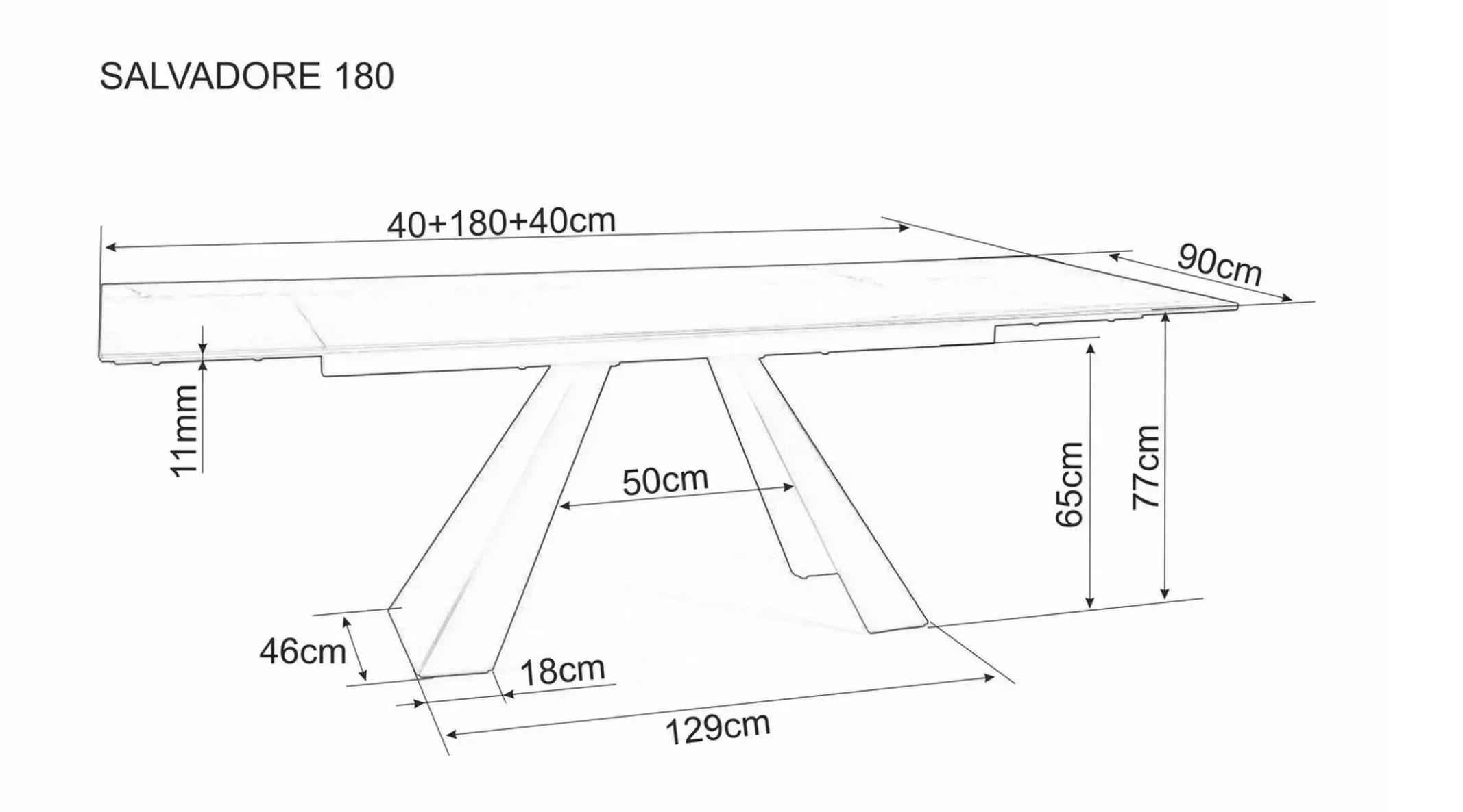 Signal Jídelní rozkládací stůl Salvadore 180/260 cm antracitový - Obrázek 2