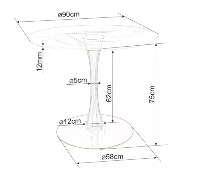 Signal Kulatý jídelní stůl Espero 90 cm bílý mramor/bílý - Obrázek 2