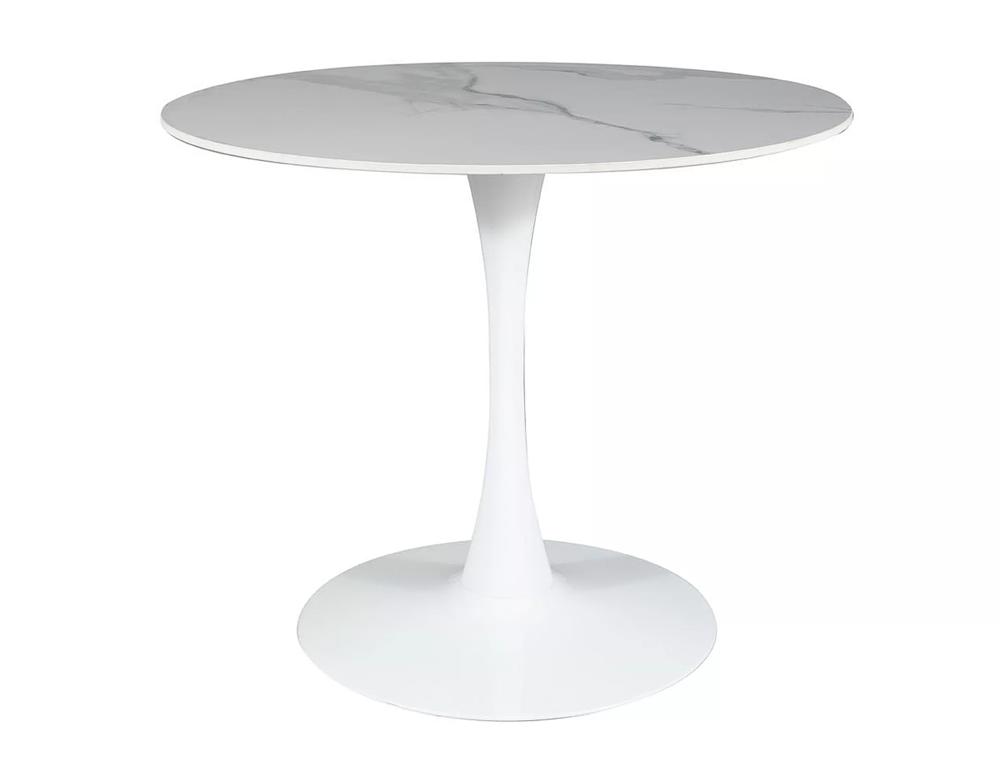 Signal Kulatý jídelní stůl Espero 90 cm bílý mramor/bílý