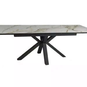 Signal Rozkládací jídelní stůl Columbus Ceramic 160/240 cm bílý mramor/černý mat