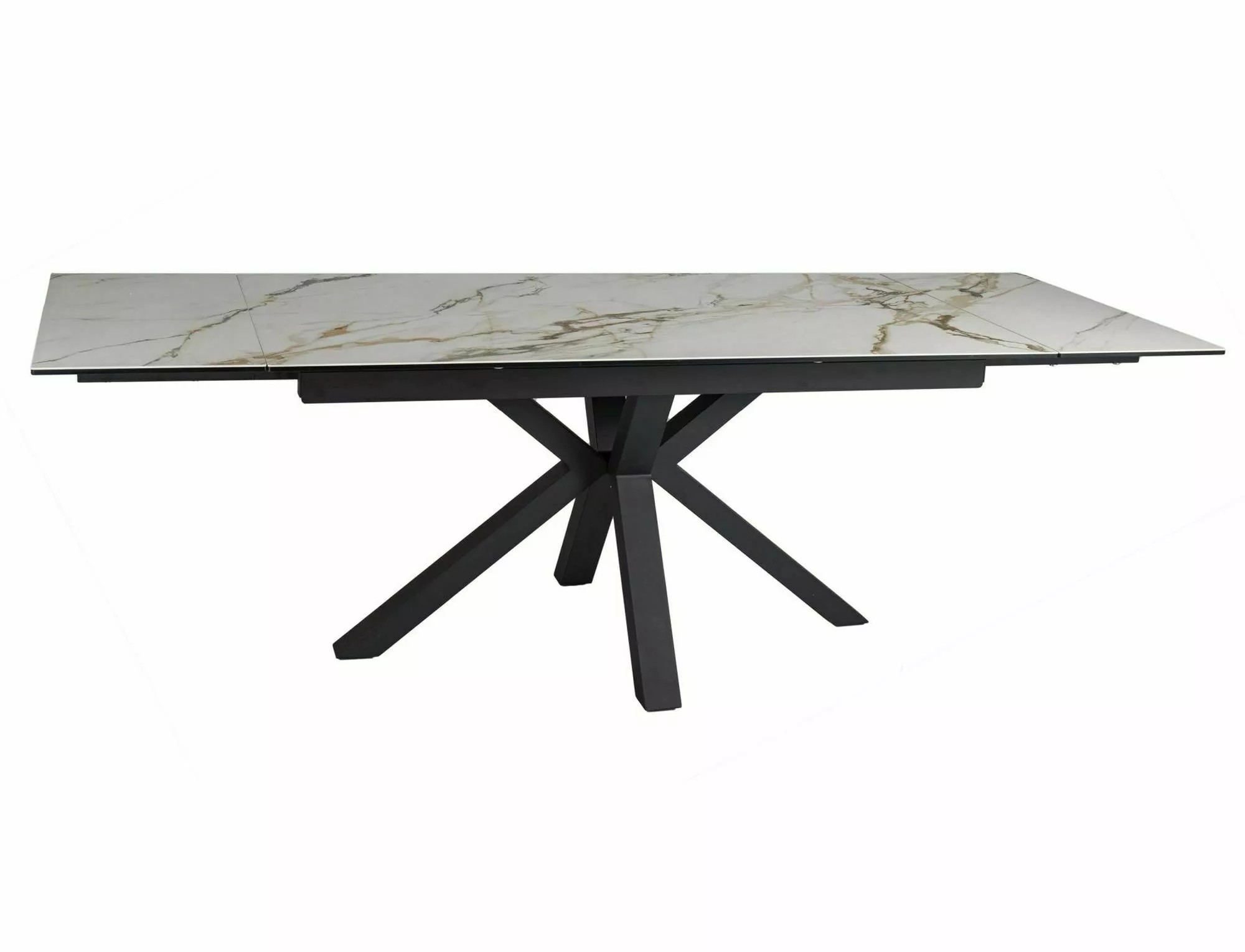 Signal Rozkládací jídelní stůl Columbus Ceramic 160/240 cm bílý mramor/černý mat