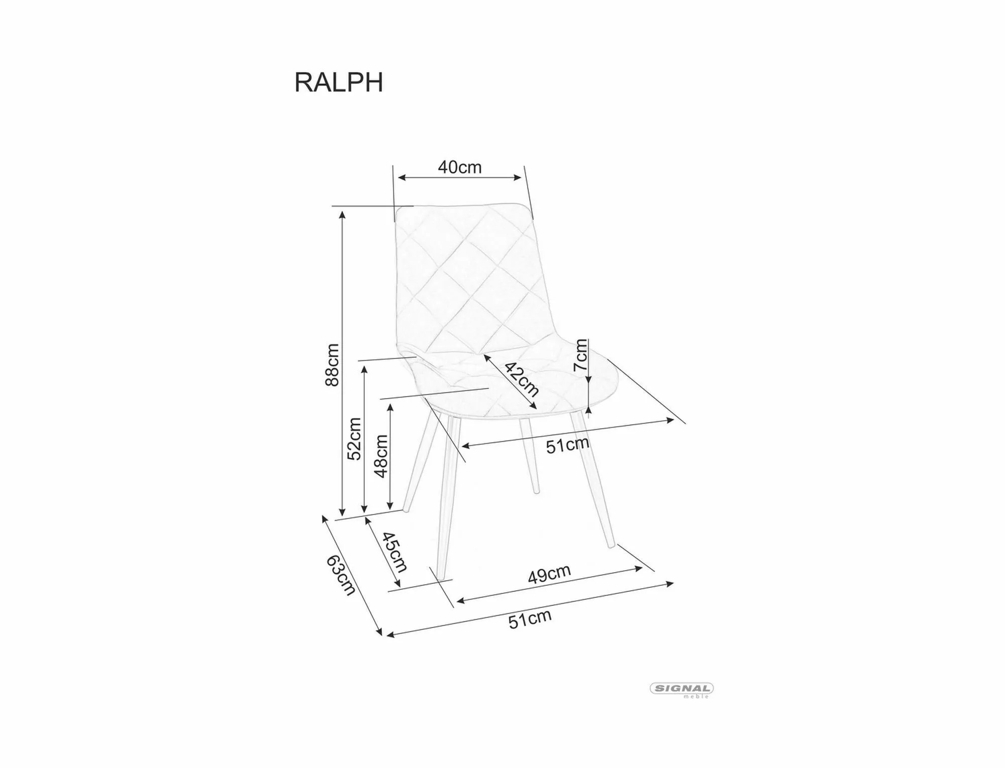 Signal Sametová jídelní židle Ralph šedá - Obrázek 2