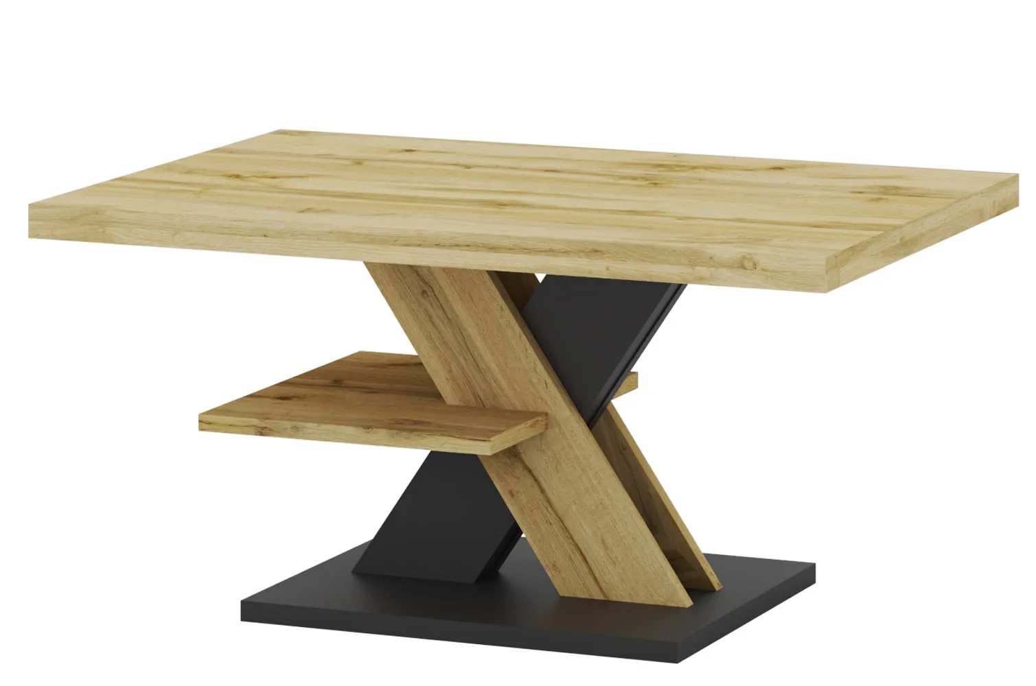 Szynaka Konferenční stolek Cross 90 cm dub Wotan/černý