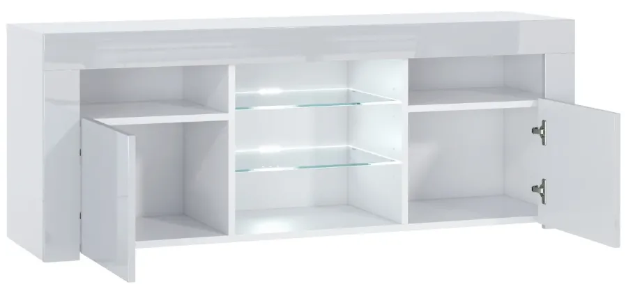 Szynaka TV stolek Puzzo 120 cm bílý lesk - Obrázek 2