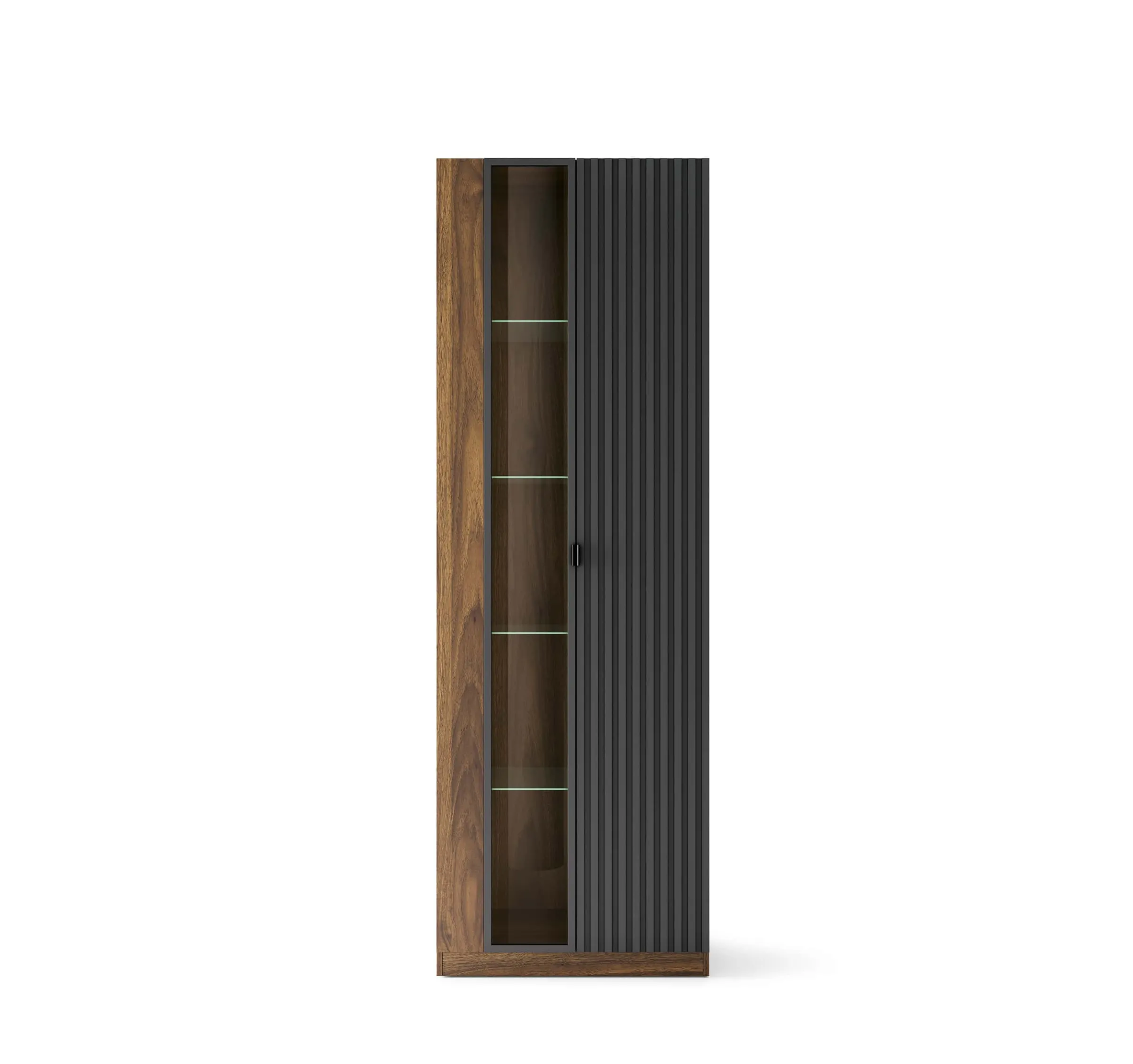 Szynaka Vitrína s LED osvětlením Radium 11 68 cm ořech Columbia/černá - Obrázek 2