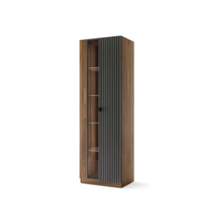 Szynaka Vitrína s LED osvětlením Radium 11 68 cm ořech Columbia/černá