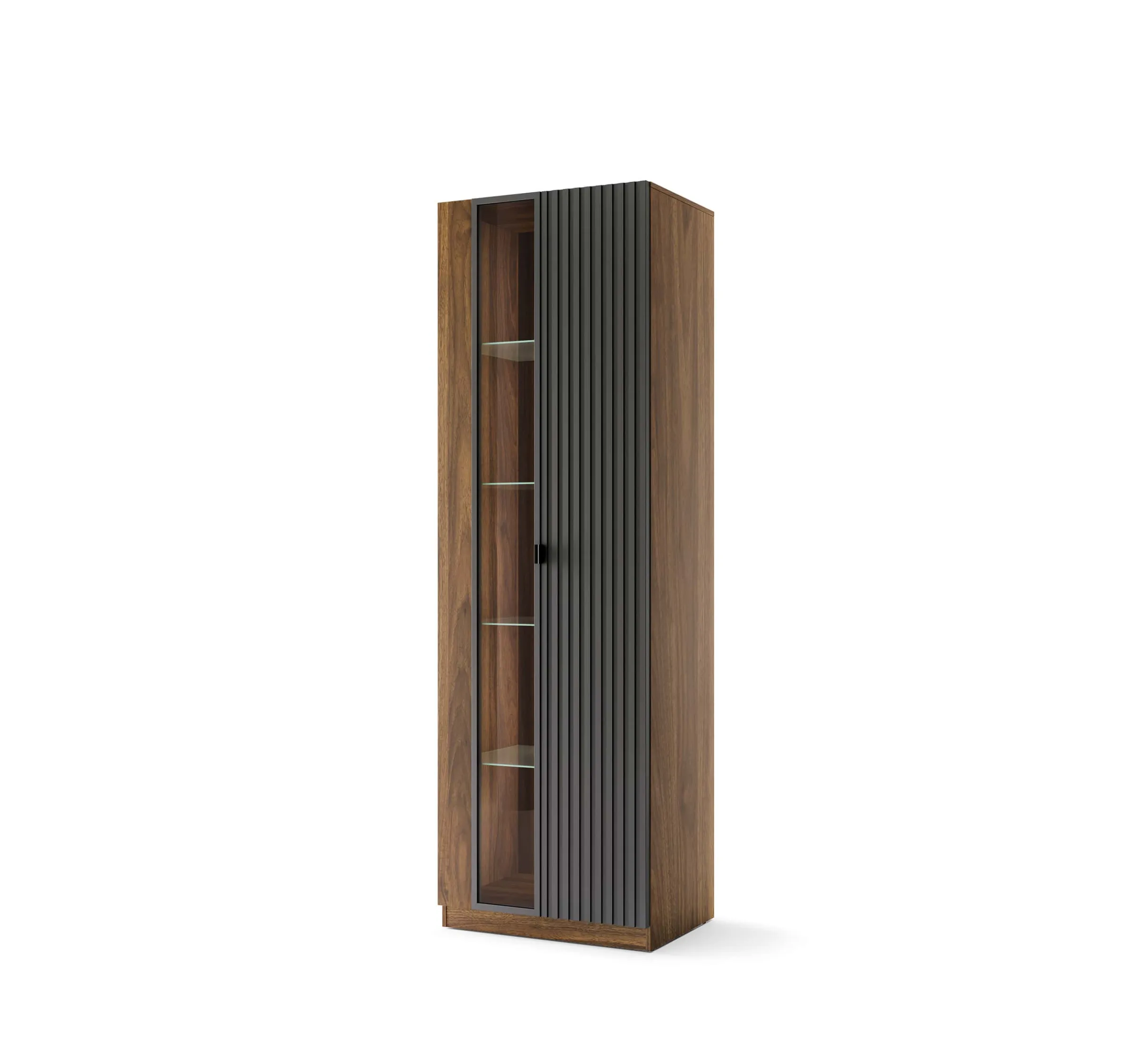 Szynaka Vitrína s LED osvětlením Radium 11 68 cm ořech Columbia/černá