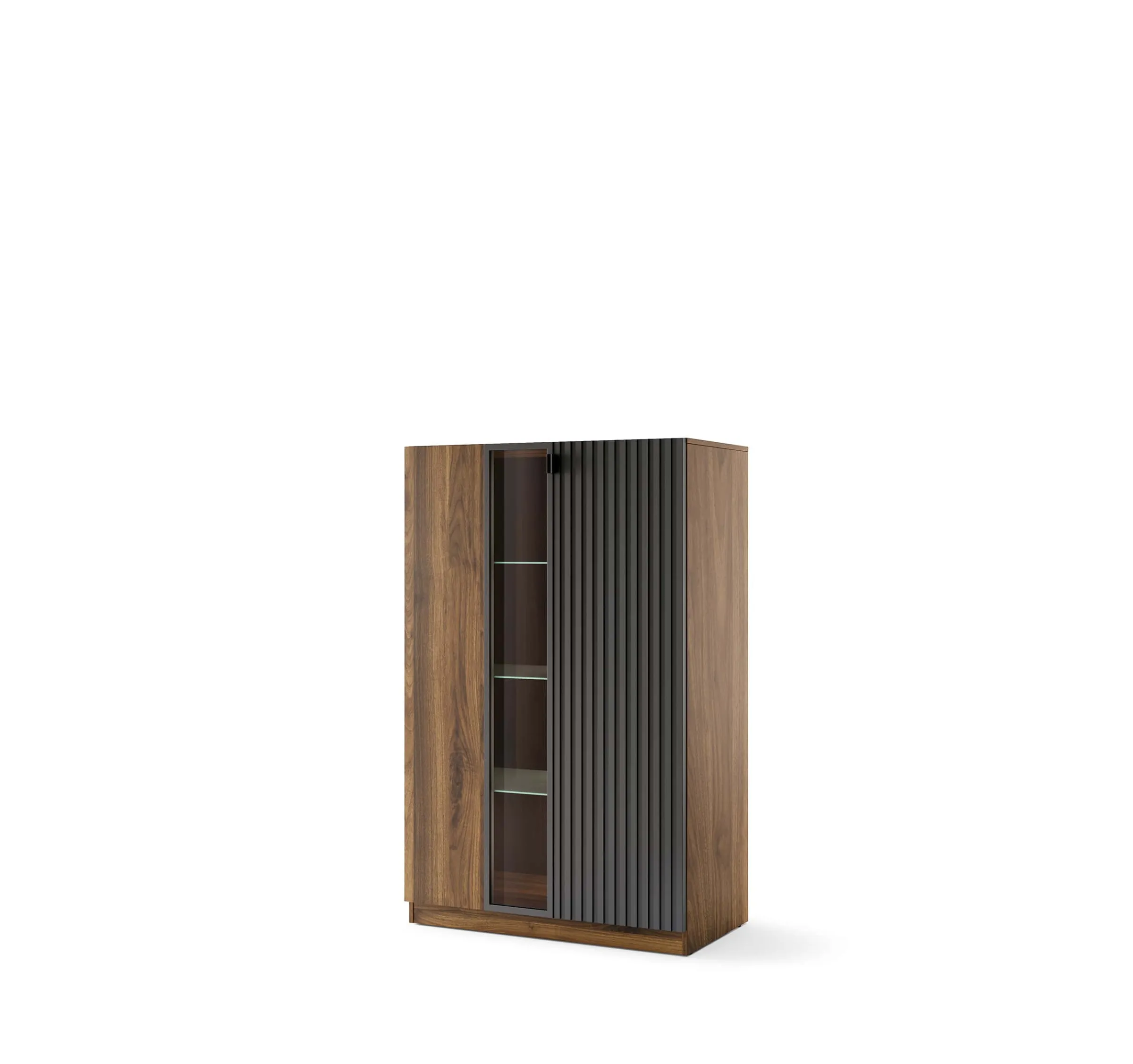 Szynaka Vitrína s LED osvětlením Radium 15 91 cm ořech Columbia/černá