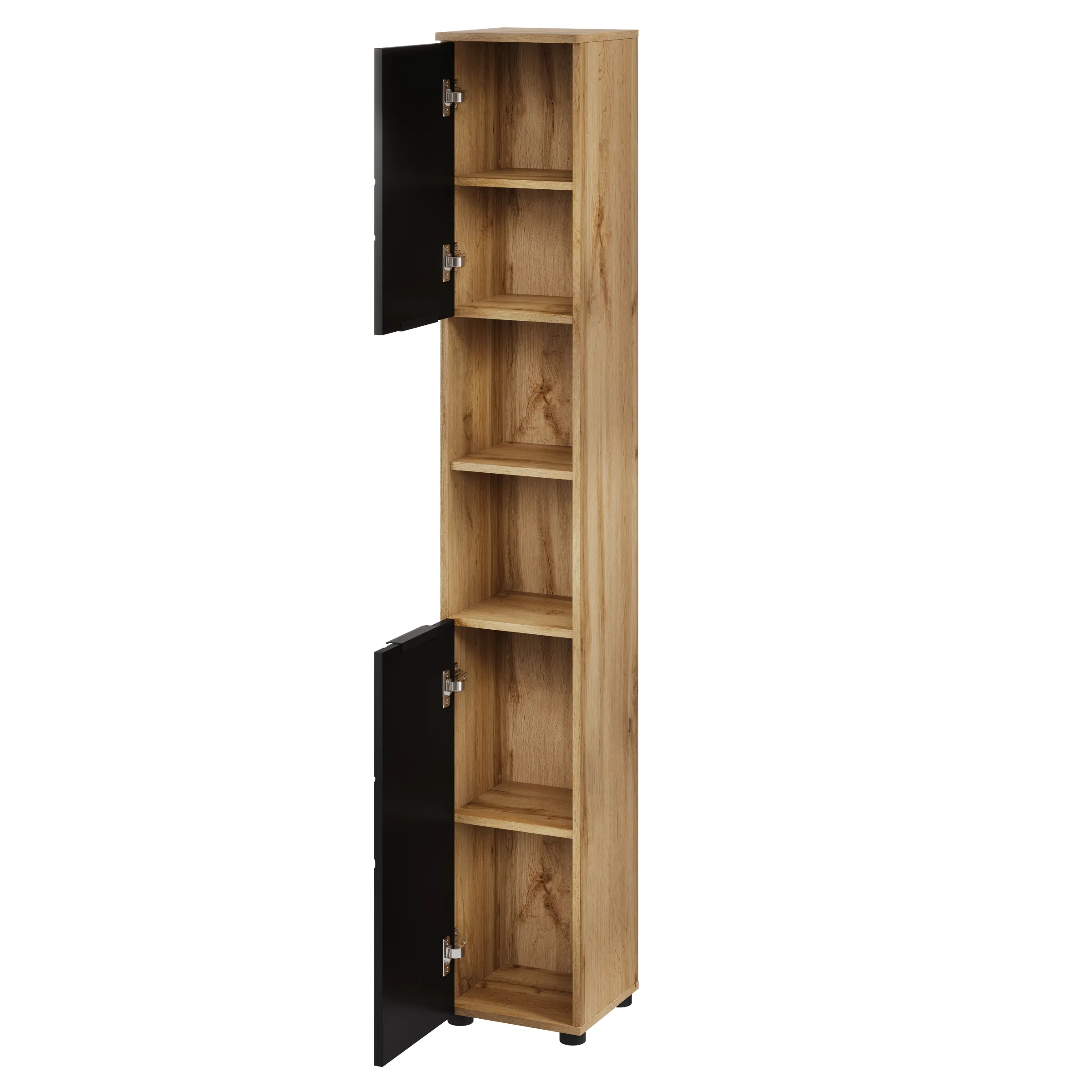 Szynaka Vysoká koupelnová skříňka Mazi 70 30 cm dub Wotan/černá - Obrázek 2