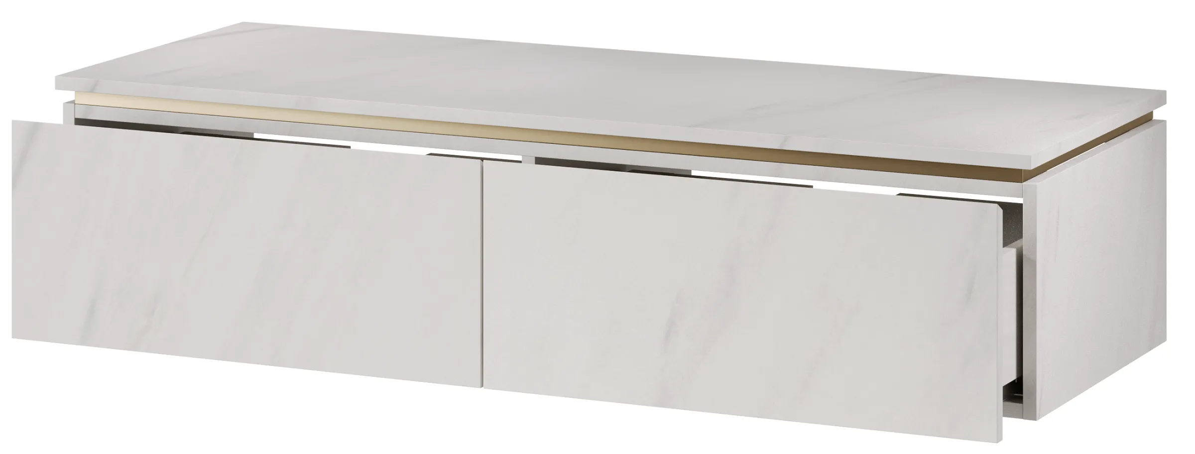 Szynaka Závěsná skříňka pod umyvadlo Letto 01 120 cm bílý mramor/zlatá - Obrázek 2