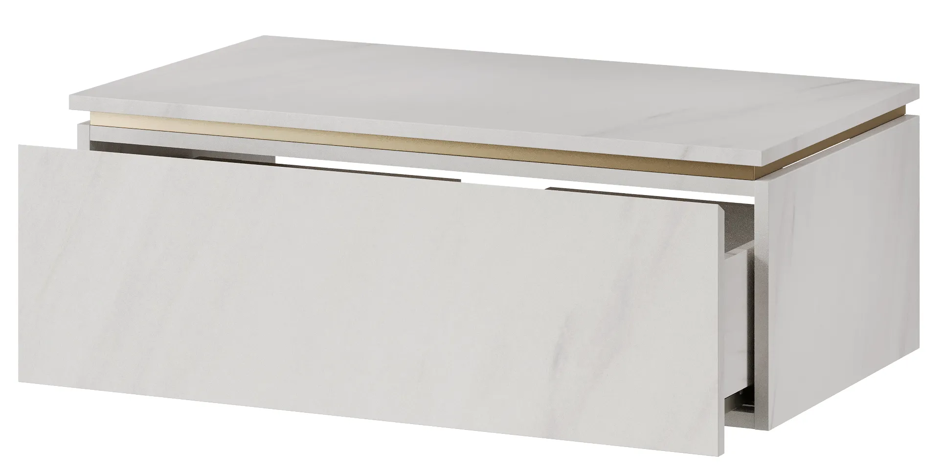 Szynaka Závěsná skříňka pod umyvadlo Letto 02 80 cm bílý mramor/zlatá - Obrázek 2