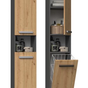 TP Living Koupelnová skříňka s košem na prádlo NEL III antracit/dub artisan
