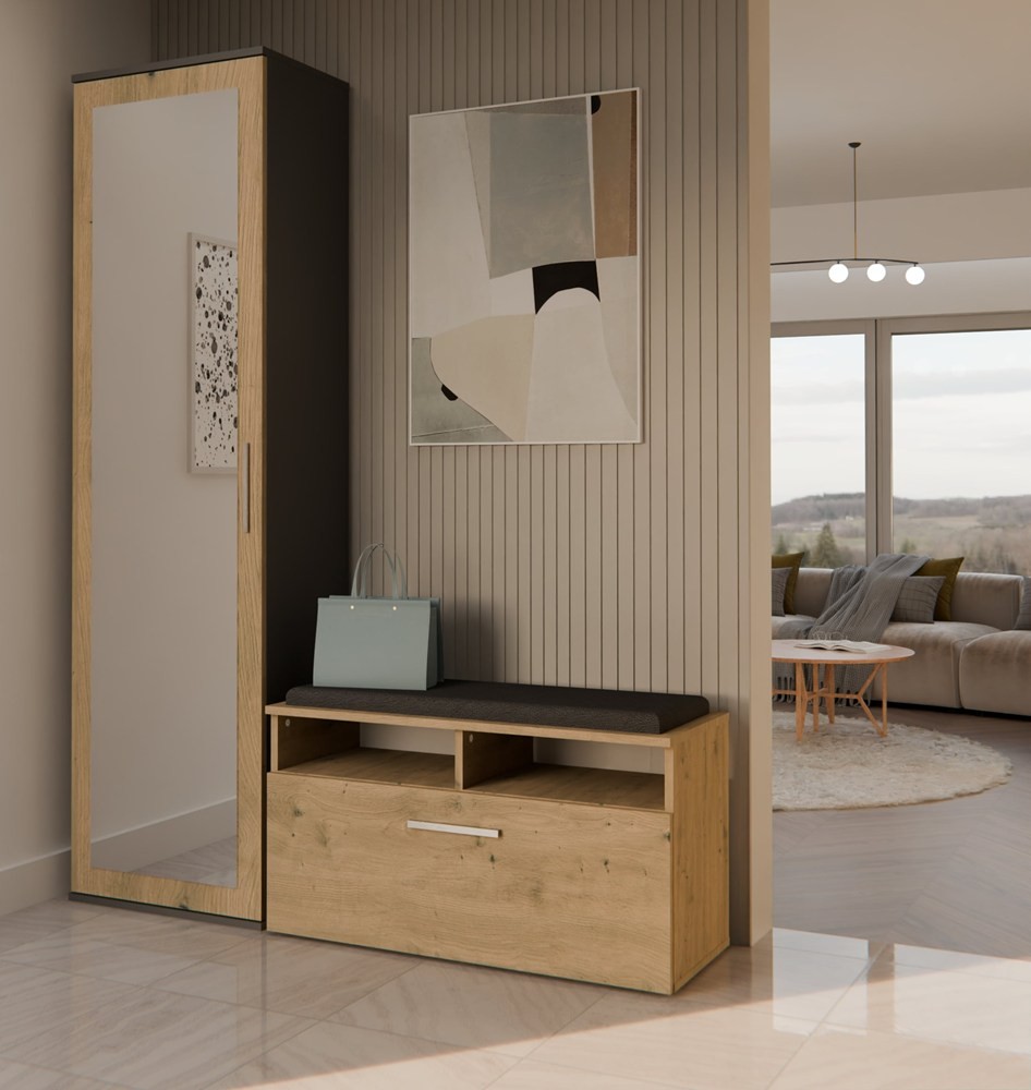 TP Living Předsíňová skříň DUO dub artisan/antracit - Obrázek 2