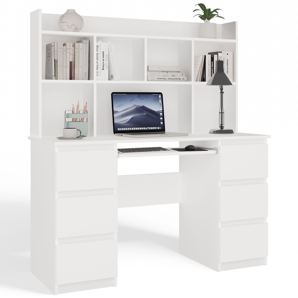 TP Living Psací stůl s nástavbou KUBA 130 cm bílý