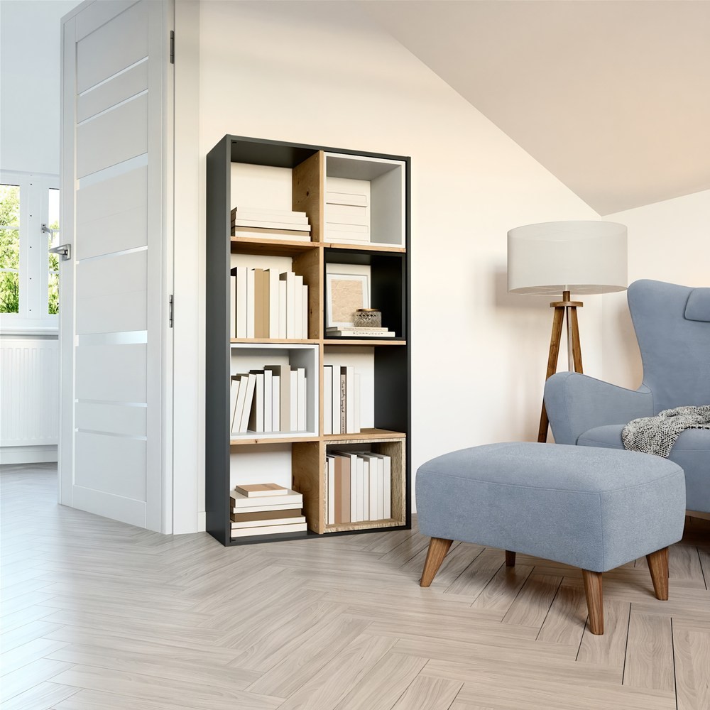 TP Living Regál MALAX 147 cm antracitový/dub artisan - Obrázek 2