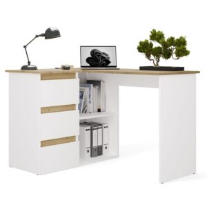 TP Living Rohový psací stůl Nicea levý dub artisan/bílý