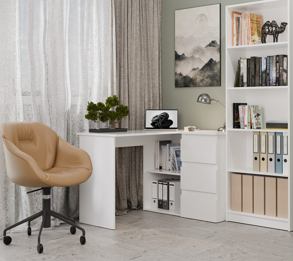 TP Living Rohový psací stůl Nicea pravý bílý - Obrázek 2
